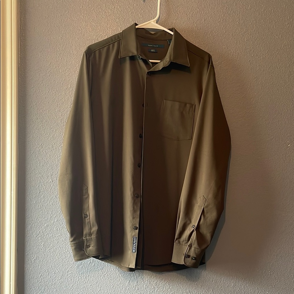 Perry Ellis Green Casual Button Down Shirt